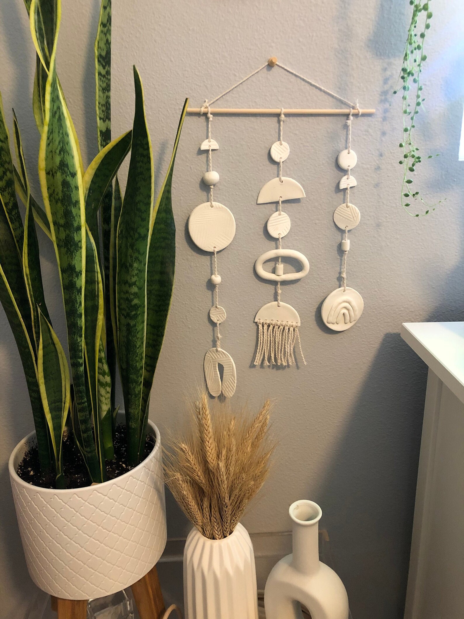 Boho wall hanging clay sculpey clay home decor nursery room Etsy