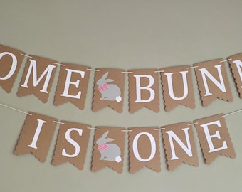 Some Bunny is One, Bunny First Birthday Banner Bunting, Easter Theme Party Decoration