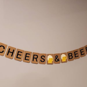 Cheers & Beers to 30 40 50 60 70 80 Years - Birthday Party Banner - Happy Birthday Banner - Beer Banner