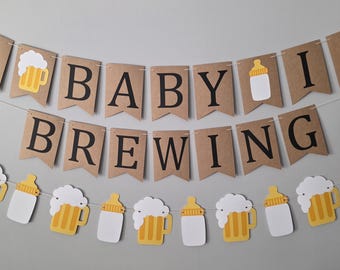 Baby is Brewing Banner, Beer Mug & Baby Bottle Shower Decor