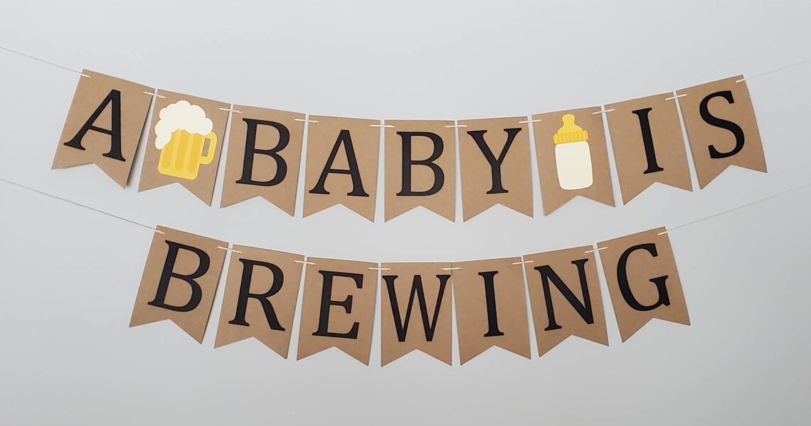 Beer Mug & Baby Bottle Baby is Brewing Brewing a Baby Coed Etsy Polska