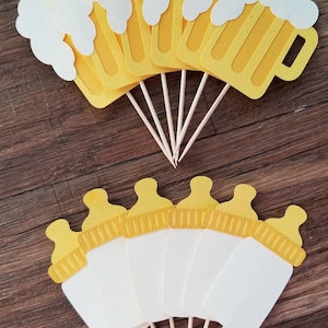 Beer Mug & Baby Bottle Baby is Brewing Co-ed Baby Shower Sprinkle Ocktoberfest St. Patty&#39;s Beer Party Decoration Decor Cupcake Food Toppers
