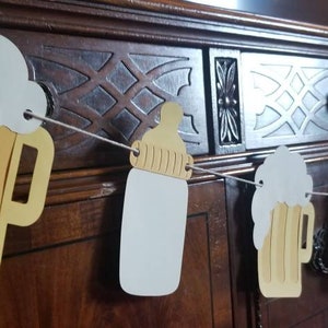Beer Mug & Baby Bottle Baby is Brewing Co-ed Baby Shower Sprinkle Dad Diaper Keg Beer Party Decoration Decor Garland Banner