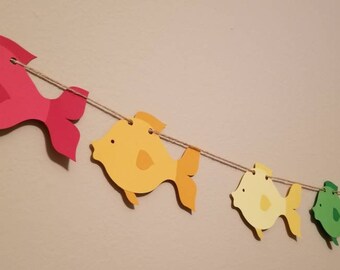 Primary Bright Colorful Fish Fishing Garland Banner The Big One O Fish Ally One 1st First Birthday Party Theme Decoration