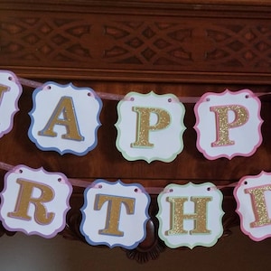 Unicorn Flower Girl&#39;s Birthday Party Happy Birthday Banner Sign Decoration