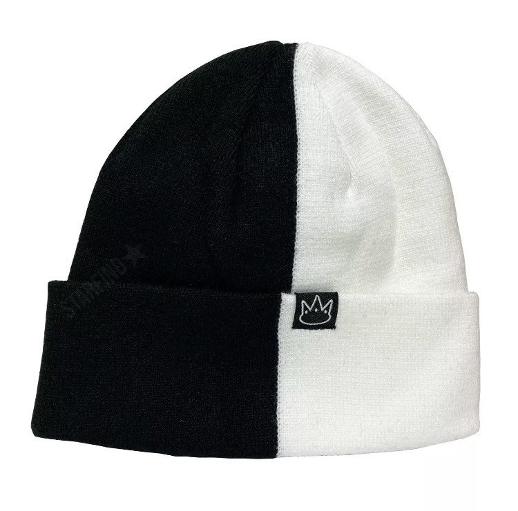 Two Tone Black & White Knit Beanie - Jay Rauler Cuff Cap - Etsy UK