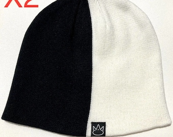 Two-Tone Black & White Cotton Skull Beanie - Jay Rauler (X2)