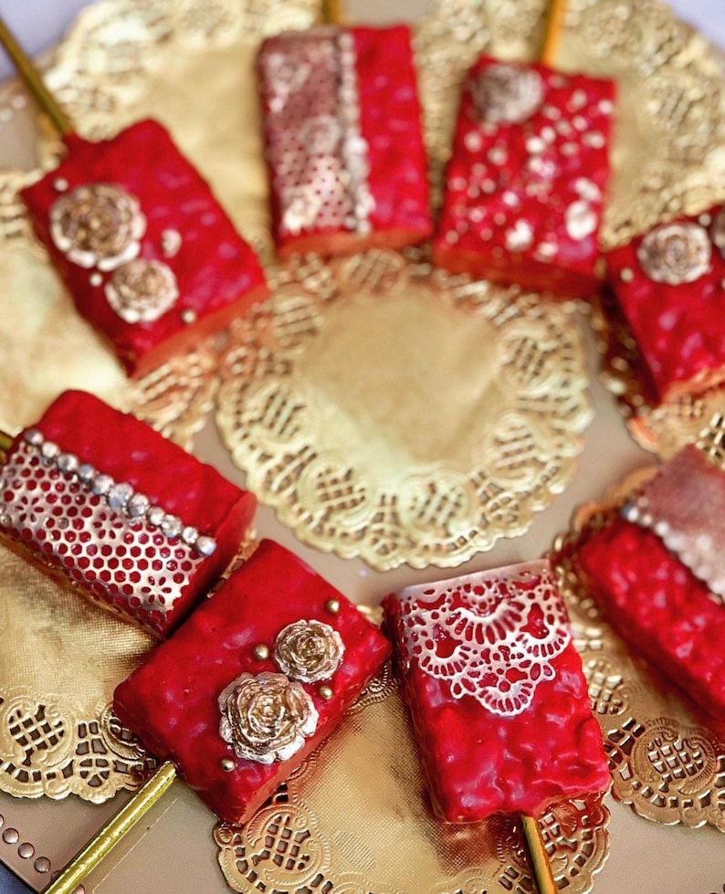 Red and Gold Chocolate Covered Rice Krispie Treats Etsy