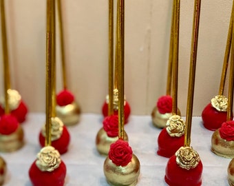 Red and Gold Cake Pops