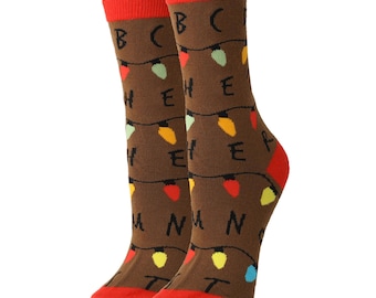 Stranger Socks Fun Funny Socks Breakfast Socks pattern Brown for Gift Wedding in Oooh Yeah shop
