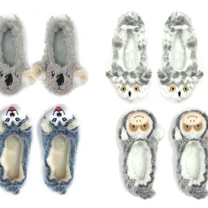 Fur slipper Animal Non-Slip Solid Slippers,Husky slipper,Cool Koala,Monkey,Owl Right together