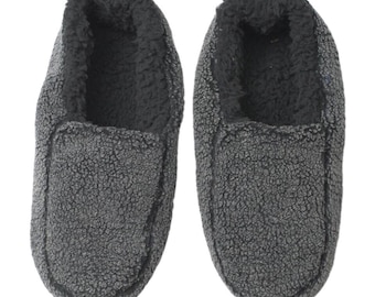 Men's Sherpa Lined Soft Slippers: Cozy Indoor House Shoes (Size 9-10)