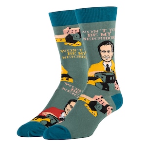 Mr. Rogers Green Blue Red Funny Socks pattern for Wedding gift socks from Oooh Yeah Shop