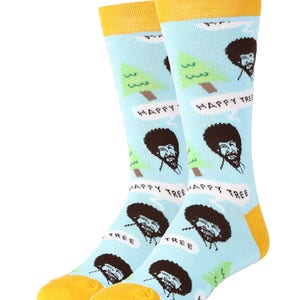 Design sock pattern for Bob Ross Happy Tree Beauty Socks for gift socks from Oooh Yeah Shop Happy Tree Blue