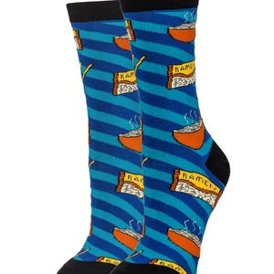 Noods/Rock'in Ramen Special Socks Pattern,Blue Noodle Funny Socks with wedding for gift in oooh yeah shop Rock'in Ramen