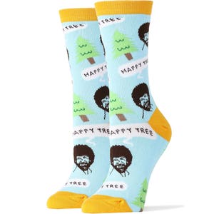 Design sock pattern for Bob Ross Happy Tree Beauty Socks for gift socks from Oooh Yeah Shop image 1