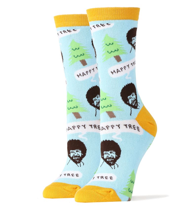 Design sock pattern for Bob Ross Happy Tree Beauty Socks for gift socks from Oooh Yeah Shop image 1