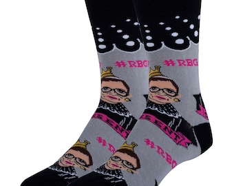 RBG Socks, Combed Cotton Ruth Bader Ginsburg Funny Crew Socks Men one size 10-13