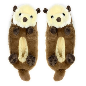3D Animal Sherpa Otter Sloth Panda Hedge Bear Hugs Fun Funny Slipper