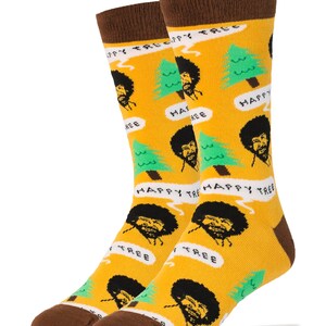 Design sock pattern for Bob Ross Happy Tree Beauty Socks for gift socks from Oooh Yeah Shop Happy Tree