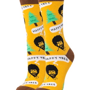 Design sock pattern for Bob Ross Happy Tree Beauty Socks for gift socks from Oooh Yeah Shop image 4