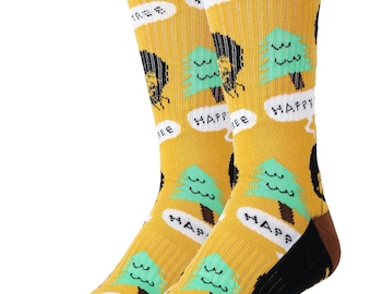 Bob Ross Happy Trees Socks, Combed Cotton Blend Men one Size 10-13