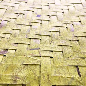Yellow Paper Weaving- Yellow Green- 17x13- Abstract Wall Art- Twill Weave image 5