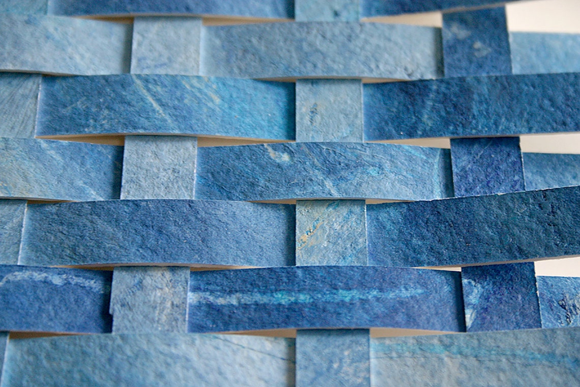 Blue Paper Weaving Art- Original Abstract- Woven Paper- 15x15 - Etsy