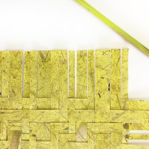 Yellow Paper Weaving- Yellow Green- 17x13- Abstract Wall Art- Twill Weave image 3