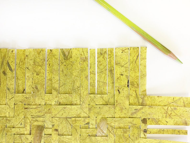 Yellow Paper Weaving- Yellow Green- 17x13- Abstract Wall Art- Twill Weave image 3