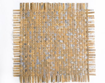 Silver Aspen Paper Weaving- 12x12- Paper Weaving Art- Brown, Silver- Wall Art