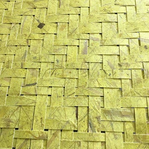 Yellow Paper Weaving- Yellow Green- 17x13- Abstract Wall Art- Twill Weave image 4