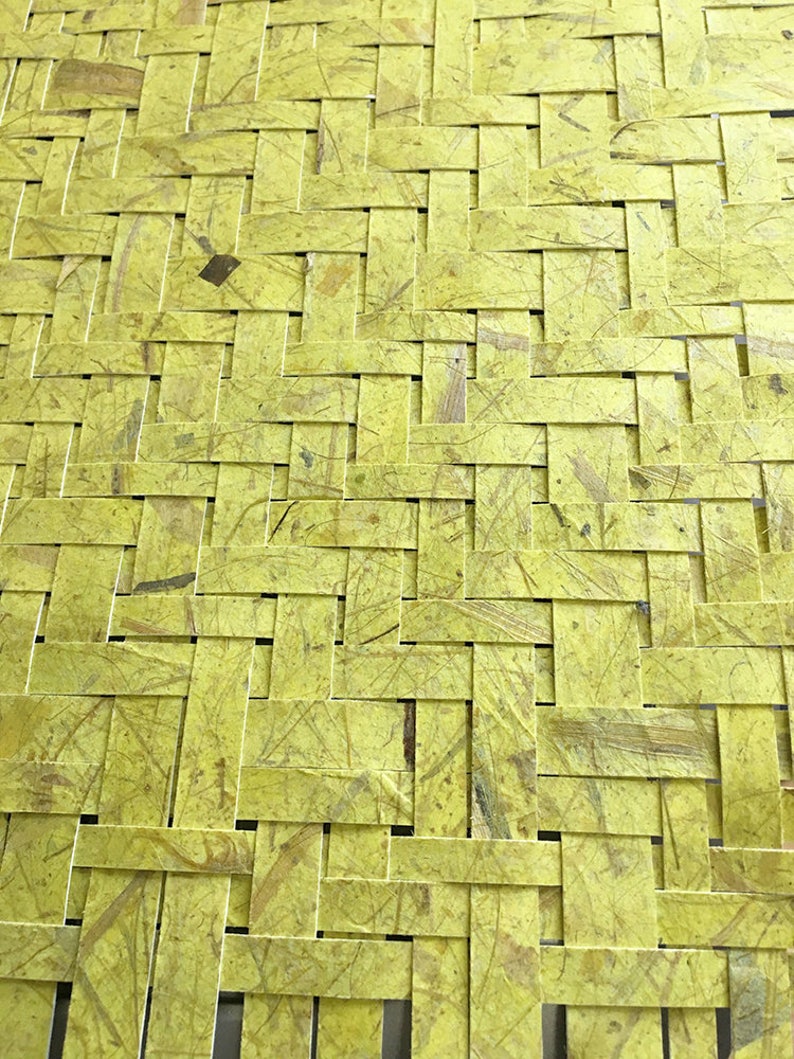 Yellow Paper Weaving- Yellow Green- 17x13- Abstract Wall Art- Twill Weave image 4