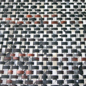 Black Paper Weaving 24x48 Large Wall Decor Black, Grey, Copper, White Woven Paper Art Crosswords Lobby image 5