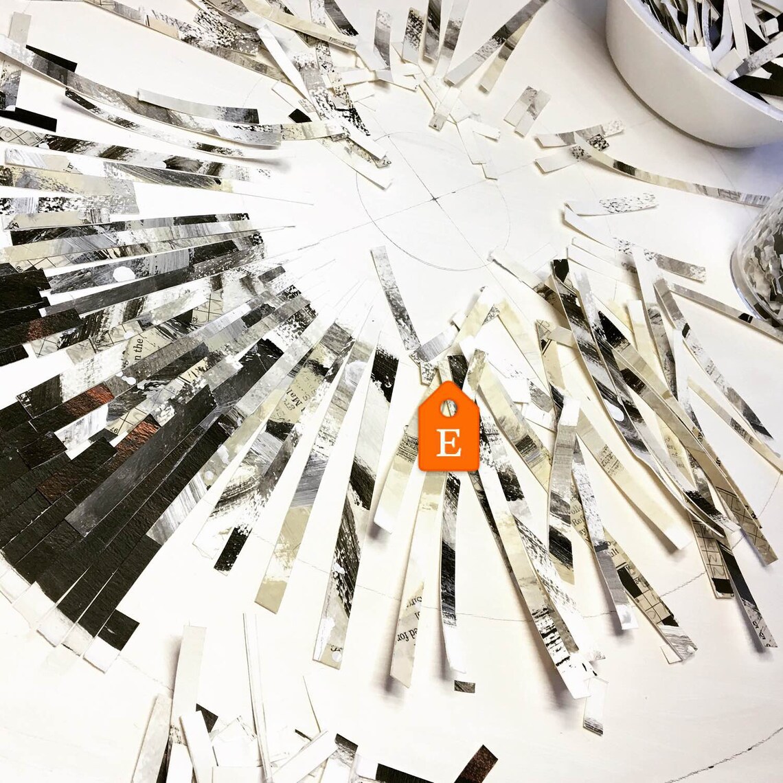 Paper Mosaic 22x28 Inches Wall Art Black, White, Grey, Beige Crosswords