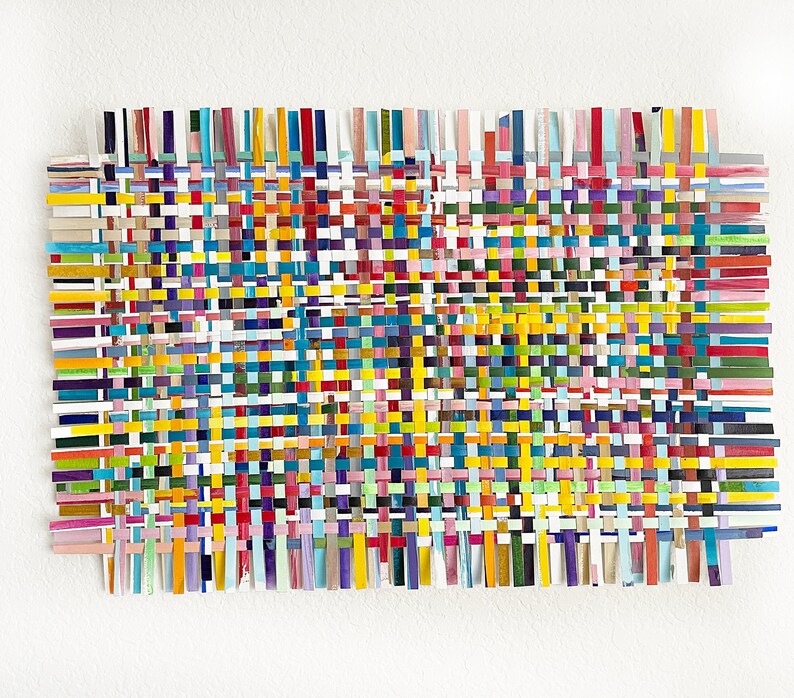 Colorful Wall Art Paper Weaving 12x17 Inches Hand Woven Paper Color