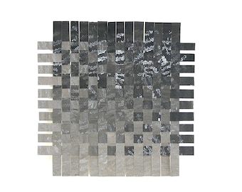 Ombre Paper Weaving- 9x9- Black, Grey- Watercolor, Acrylic, Colored Pencil- Paper Weaving Art