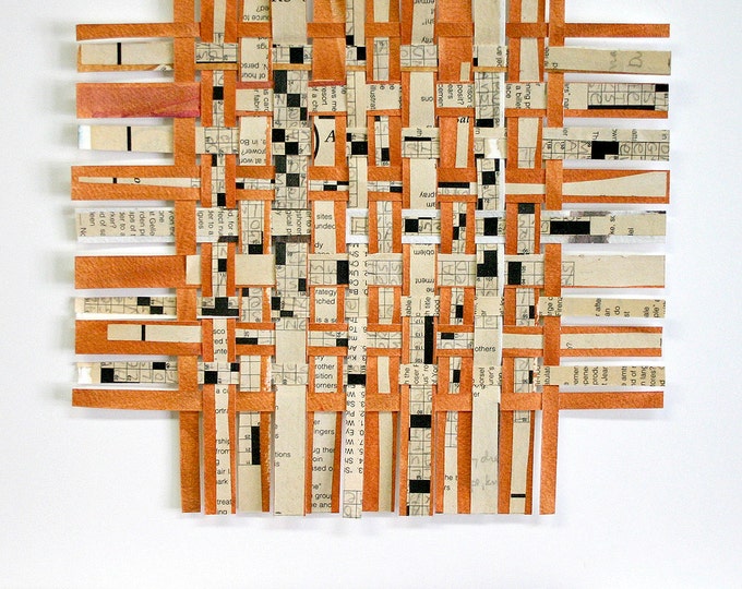 Copper Crossword Paper Weaving Original Abstract Mixed Media Etsy Copper Crossword Paper Weaving Original Abstract Mixed Media Etsy