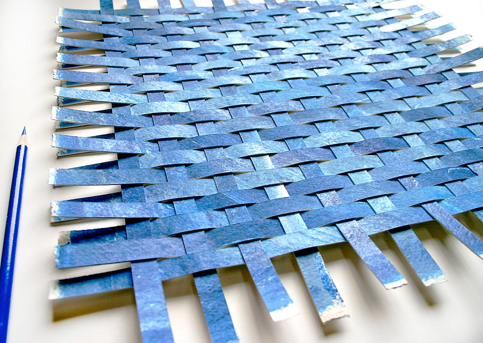 Blue Paper Weaving Art- Original Abstract- Woven Paper- 15x15 - Etsy