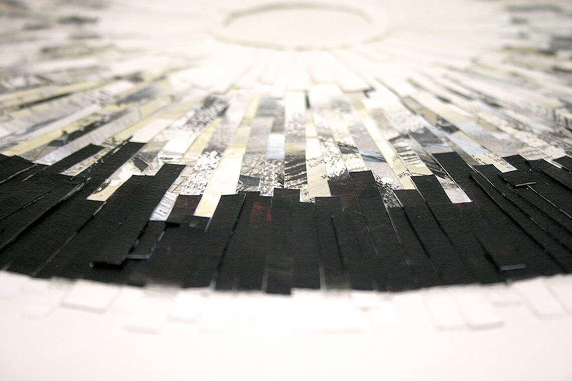 Paper Mosaic 22x28 Inches Wall Art Black, White, Grey, Beige Crosswords