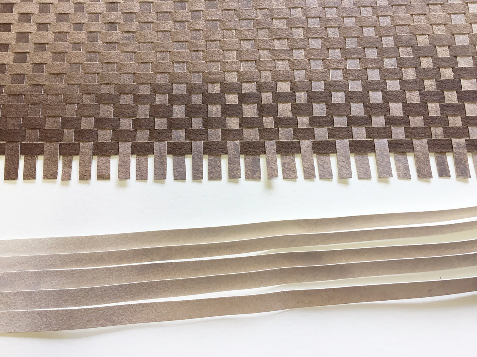 Browm Ombre Paper Weaving 11x18 Watercolor Paintings Woven Papers Brown