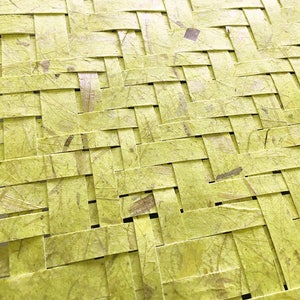 Yellow Paper Weaving- Yellow Green- 17x13- Abstract Wall Art- Twill Weave image 2