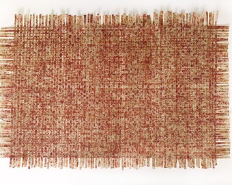 Red Beige Paper Weaving- 20x29- Abstract Art- Hand Woven- Horizontal or Vertical- Lobby Art