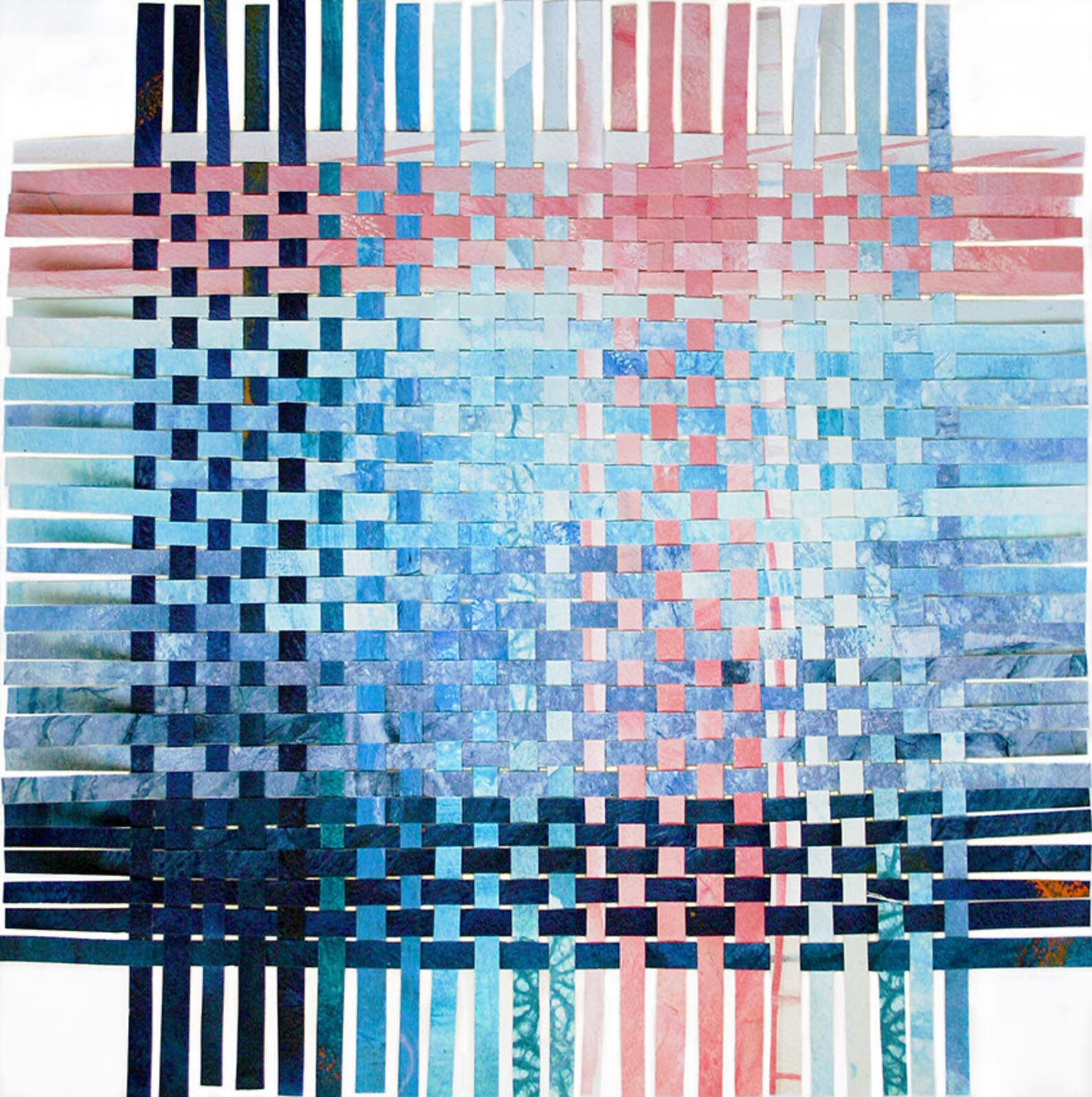 Blue Paper Weaving 11x11 Abstract Weaving Ombre Woven Art Turquoise ...