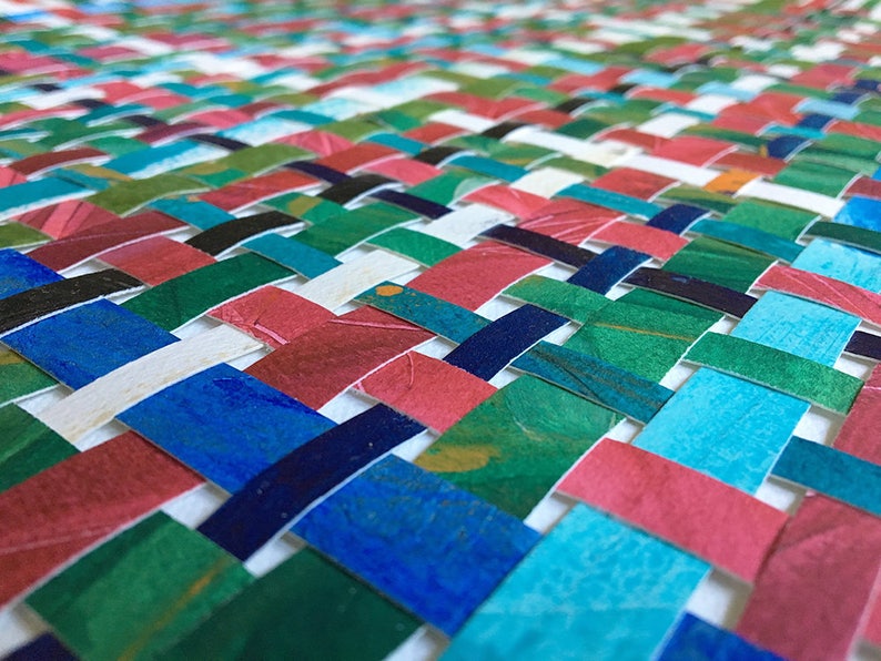 Paper Weaving Art 22 X 23 Inches Plaid Large Wall Art Woven Papers Red