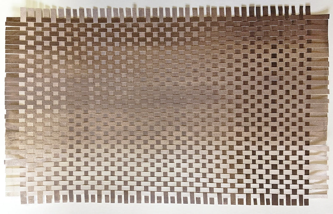 Browm Ombre Paper Weaving 11x18 Watercolor Paintings Woven Papers Brown