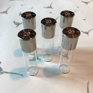 Eley x5 (silver) glass nip - dram bottles x5 unique gift.