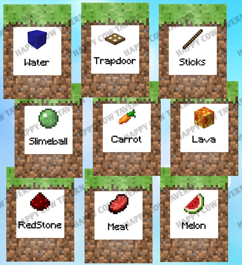 Food Labels Inspired by Mine Craft - Etsy