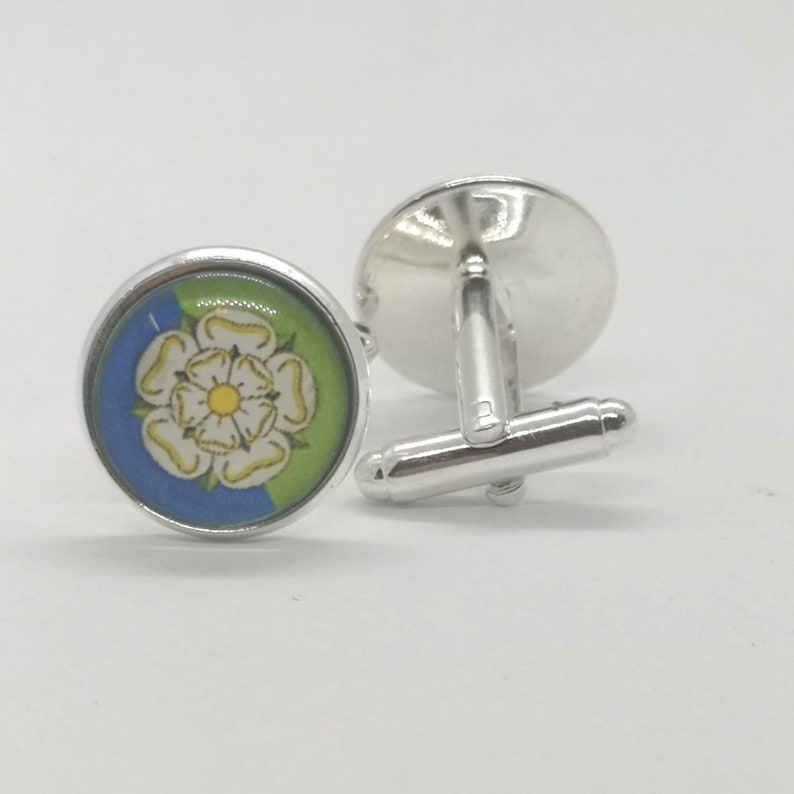 East Riding of Yorkshire English County Flag Glass Domed Cufflinks,
