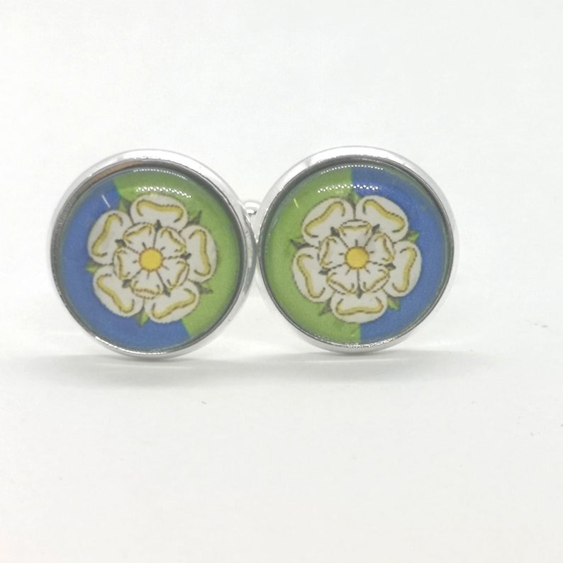 East Riding of Yorkshire English County Flag Glass Domed Cufflinks,